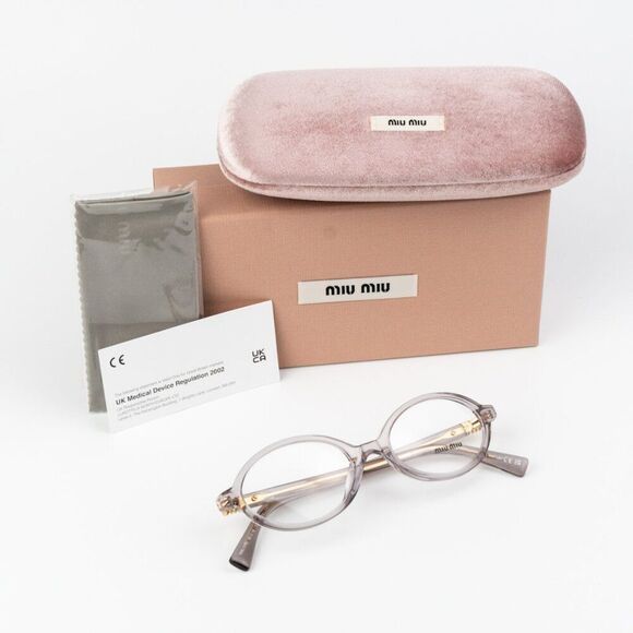 NEW Miu Miu MU01XV 12W1O1 Mauve Transparent Oval Unisex Eyeglasses VMU01X - Picture 12 of 12